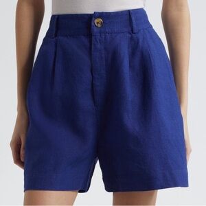 NEW Mille Maxwell Pleated Shorts in Navy Linen